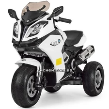 Детский мотоцикл M 3913 EL-1 BMW, кожаное сиденье, белый